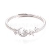 925 Sterling Silver Micro Pave Clear Cubic Zirconia Adjustable Finger Rings for Women STER-N016-144S-2