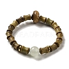 Sandalwood Verawood Bamboo Joint Beaded Stretch Bracelet BJEW-B080-13D-1