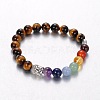 Stretch Buddhist Jewelry Multi-Color Gemstone Chakra Bracelets X-BJEW-JB01687-01-1