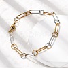 304 Stainless Steel Oval Link Chain Bracelets for Women BJEW-D377-01B-3