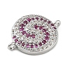 Rack Plating Brass Micro Pave Orchid & Clear Cubic Zirconia Vortex Connector Charms KK-A234-057P-2