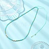 Boho Natural Cultured Freshwater Pearl & Round Seed Beaded Braided Necklaces for Women NJEW-JN06187-02-1
