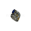 Teardrop & Flower & Leaf Pattern Alloy with Glass Finger Rings FS-WG58DE6-01-2
