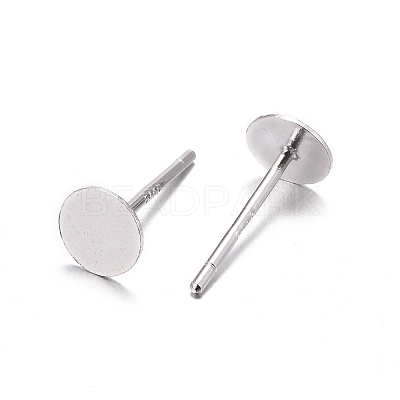 925 Sterling Silver Flat Pad  Stud Earring Findings STER-K167-045D-S-1