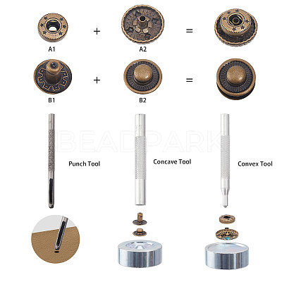 32 Set 4 Colors Alloy Snap Buttons DIY-CA0006-23-1