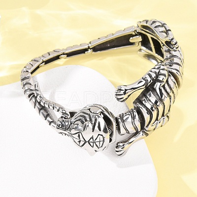 304 Stainless Steel Link Chain Bracelets for Women Men BJEW-P386-07AS-1
