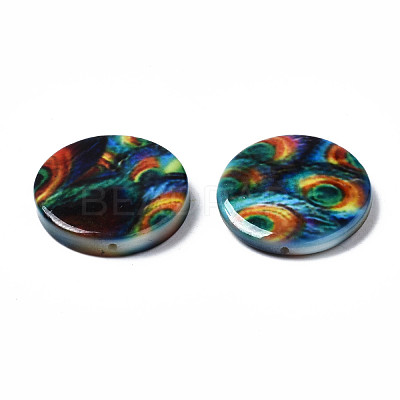 Printed Natural Freshwater Shell Beads X-SHEL-N026-144-1