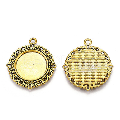 Tibetan Style Alloy Pendant Cabochon Settings TIBE-T003-08AG-RS-1
