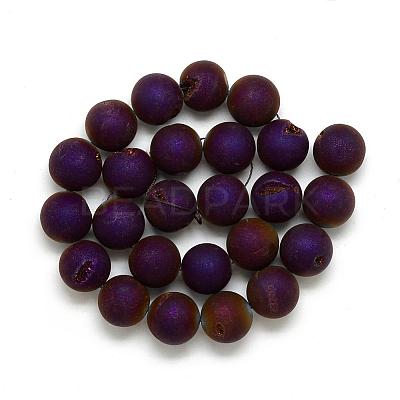 Electroplated Natural Druzy Geode Agate Beads Strands G-S238-12mm-02-1