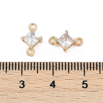 Brass Pave Glass Rhombus Links Connector Charms X1-GLAA-Q088-001E-1