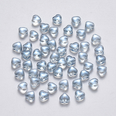 Transparent Spray Painted Glass Beads X-GLAA-R211-02-D04-1