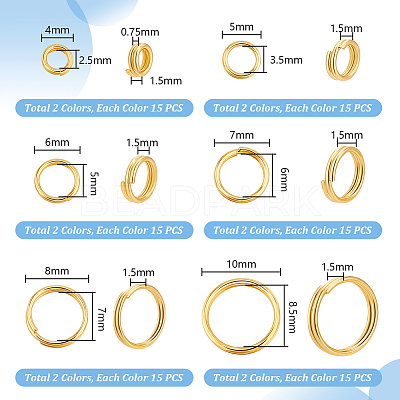 180Pcs 12 Styles Brass Split Rings FIND-PH0020-26-1