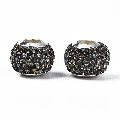 Handmade Polymer Clay Rhinestone European Beads RB-N053-001-05-1