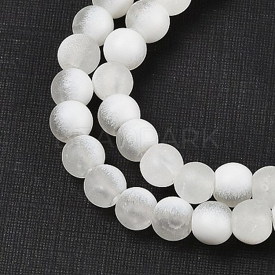 Frosted Crackle Glass Beads Strands GLAA-U001-8mm-M07-1