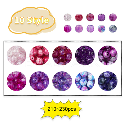 10 Style Spray Painted & Drawbench Transparent & Baking Paint Glass Beads GLAA-YW0001-26A-1