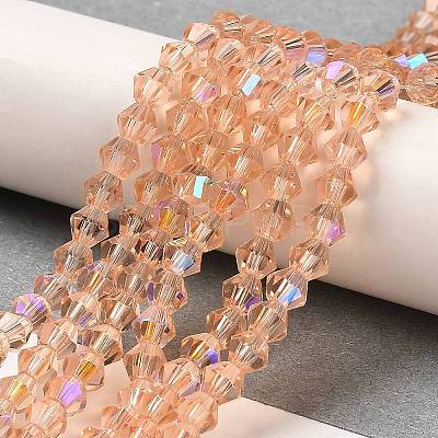 Transparent Electroplate Glass Beads Strands GLAA-F029-4mm-D15-1