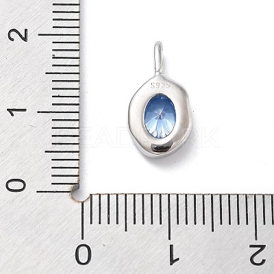 925 Sterling Silver Cubic Zirconia Oval Charms STER-S006-01S-L-1