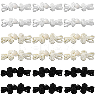 30Pcs 3 Colors Handmade Chinese Frog Knot Buttons Sets AJEW-CY0001-49-1
