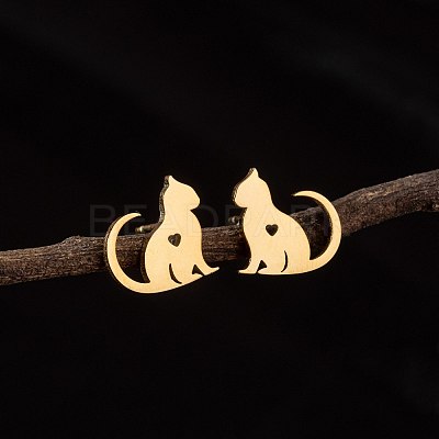 Stainless Steel Small Animal Stud Earrings for Women PW-WG5B49B-26-1