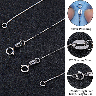 Anti-Tarnish 2Pcs Rhodium Plated 925 Sterling Silver Boston Link Chain Necklaces Set STER-BBC0006-13A-1