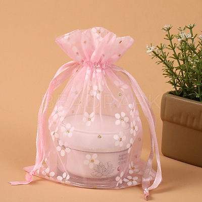Rectangle Organza Drawstring Bags CON-PW0001-062A-01-1