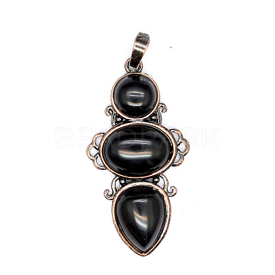 Retro Natural Obsidian Pendants PW-WG7292F-19-1