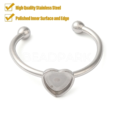 Non-Tarnish 304 Stainless Steel Open Cuff Ring Components STAS-I306-01P-1