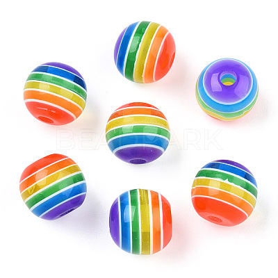 Transparent Stripe Resin Beads LS-X1-RESI-S345-8mm-10A-1