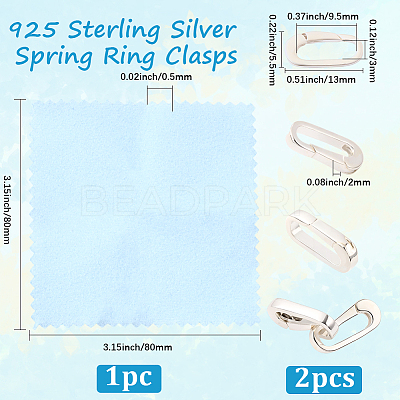 2Pcs 925 Sterling Silver Spring Gate Rings AJEW-BBC0002-58-1