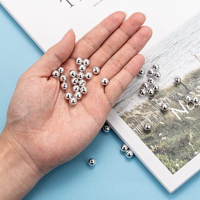Plating Plastic Acrylic Round Beads PACR-L003-8mm-S-1