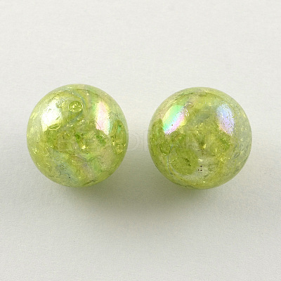 AB Color Transparent Crackle Round Acrylic Beads CACR-S006-08-1
