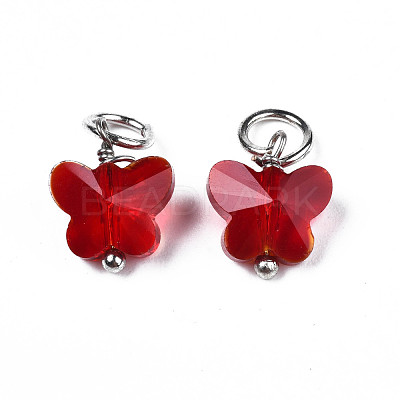 Faceted Transparent Glass Charms GLAA-T024-06I-1