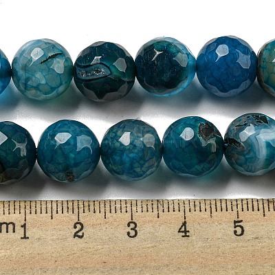 Faceted Natural Dragon Veins Agate Beads Strands X-G-F447-12mm-P05-1
