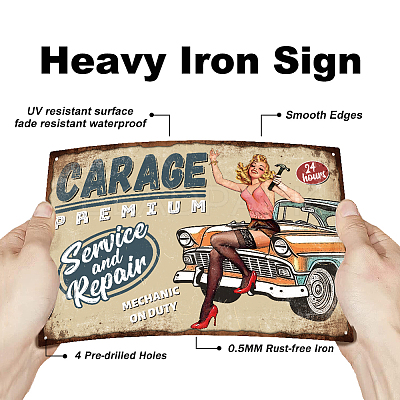 Vintage Metal Tin Sign AJEW-WH0189-376-1