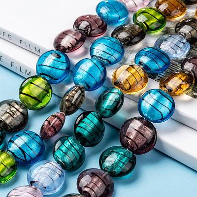 Handmade Silver Foil Glass Beads Strands X-SL109-1