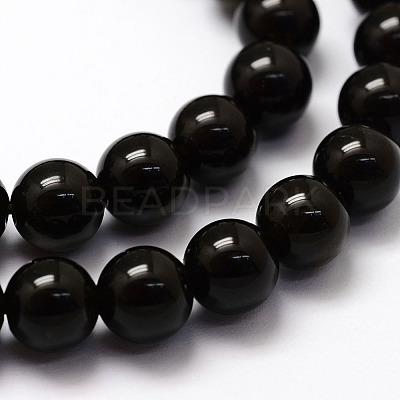 Natural Golden Sheen Obsidian Beads Strands G-F364-08-4mm-1