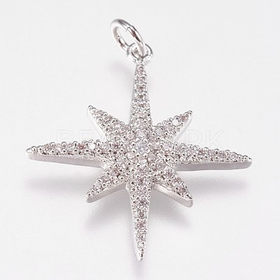 Brass Micro Pave Cubic Zirconia Pendants ZIRC-E145-52P-1