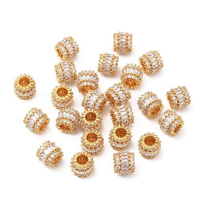 Brass Micro Pave Cubic Zirconia European Beads KK-I705-18G-1
