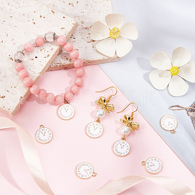 Clock Alloy Enamel Pendants ENAM-SC0003-47B-1