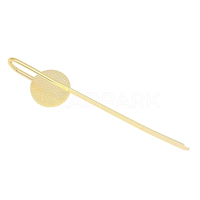 Flat Round  Iron Stamping Blank Swan Neck Bookmark Findings AJEW-B032-01C-G-1