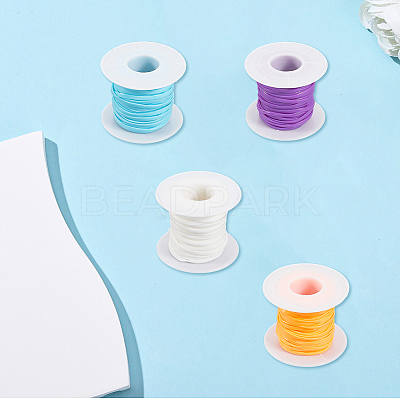 6 Rolls 6 Colors PVC Plastic Rattan Wicker Strips DIY-CY0001-96-1