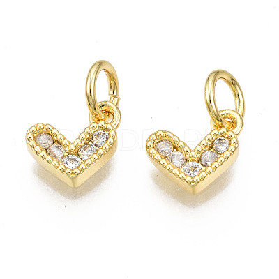 Brass Micro Pave Cubic Zirconia Charms KK-N227-33G-04-NF-1
