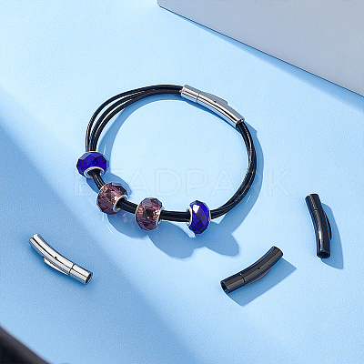 4Pcs 2 Colors Column 304 Stainless Steel Bayonet Necklace Clasps with Push Button STAS-UN0052-63-1
