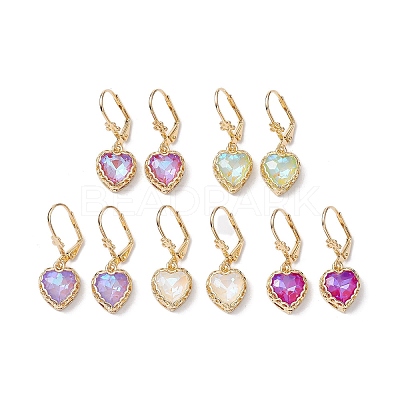 Glass Leverback Earring EJEW-C077-13KCG-1