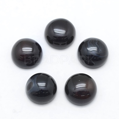 Natural Black Agate Cabochons G-E492-H-15-1