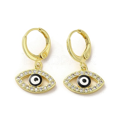 Horse Eye Real 18K Gold Plated Brass Dangle Leverback Earrings EJEW-Q797-23G-02-1
