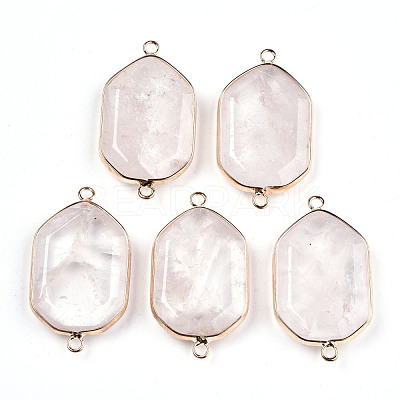 Natural Rose Quartz Links Connectors G-T131-48G-06-1