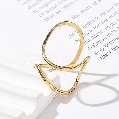 304 Stainless Steel Open Cuff Rings for Women RJEW-Z077-01G-11-1