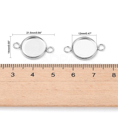 Non-Tarnish Flat Round 304 Stainless Steel Cabochon Connector Settings X-STAS-E079-02-1