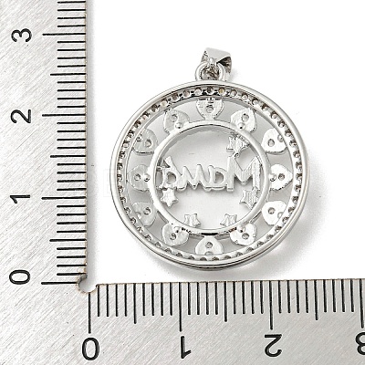 Mother's Day Theme Rack Plating Brass Micro Pave Cubic Zirconia Pendants KK-F869-20P-05-1